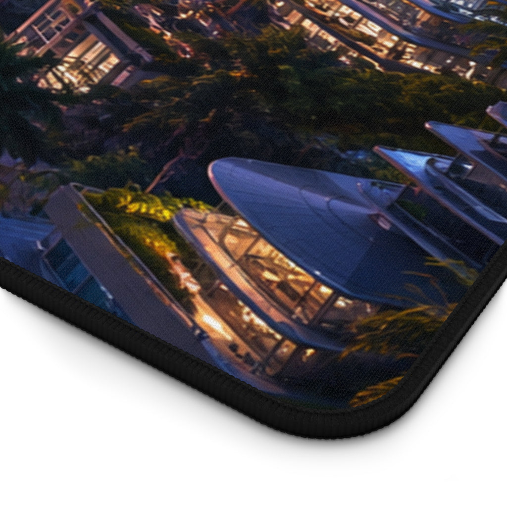 California Gaming Mouse Pad – Cyberpunk Coastal City Desk Mat