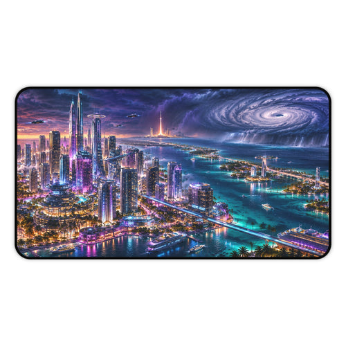 Florida Gaming Mouse Pad – Cyberpunk Coastal City Desk Mat
