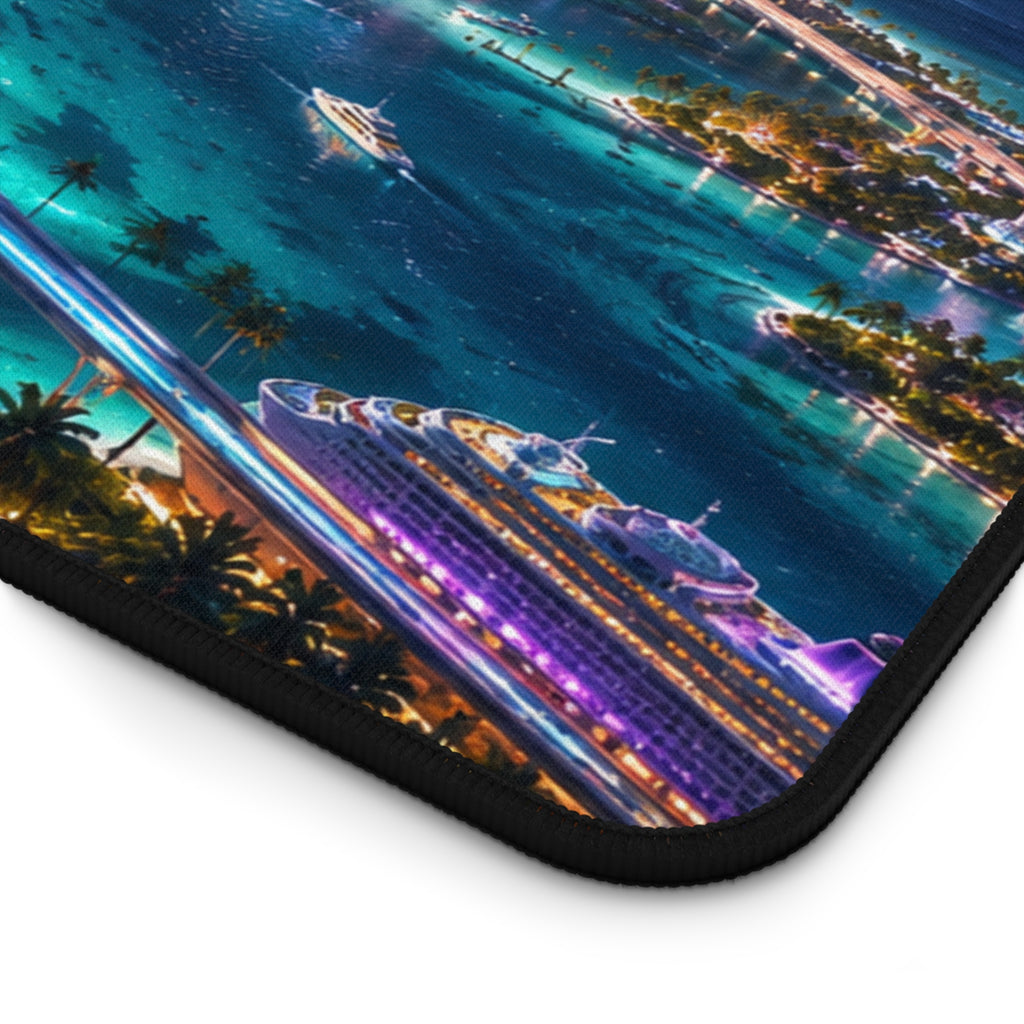 Florida Gaming Mouse Pad – Cyberpunk Coastal City Desk Mat