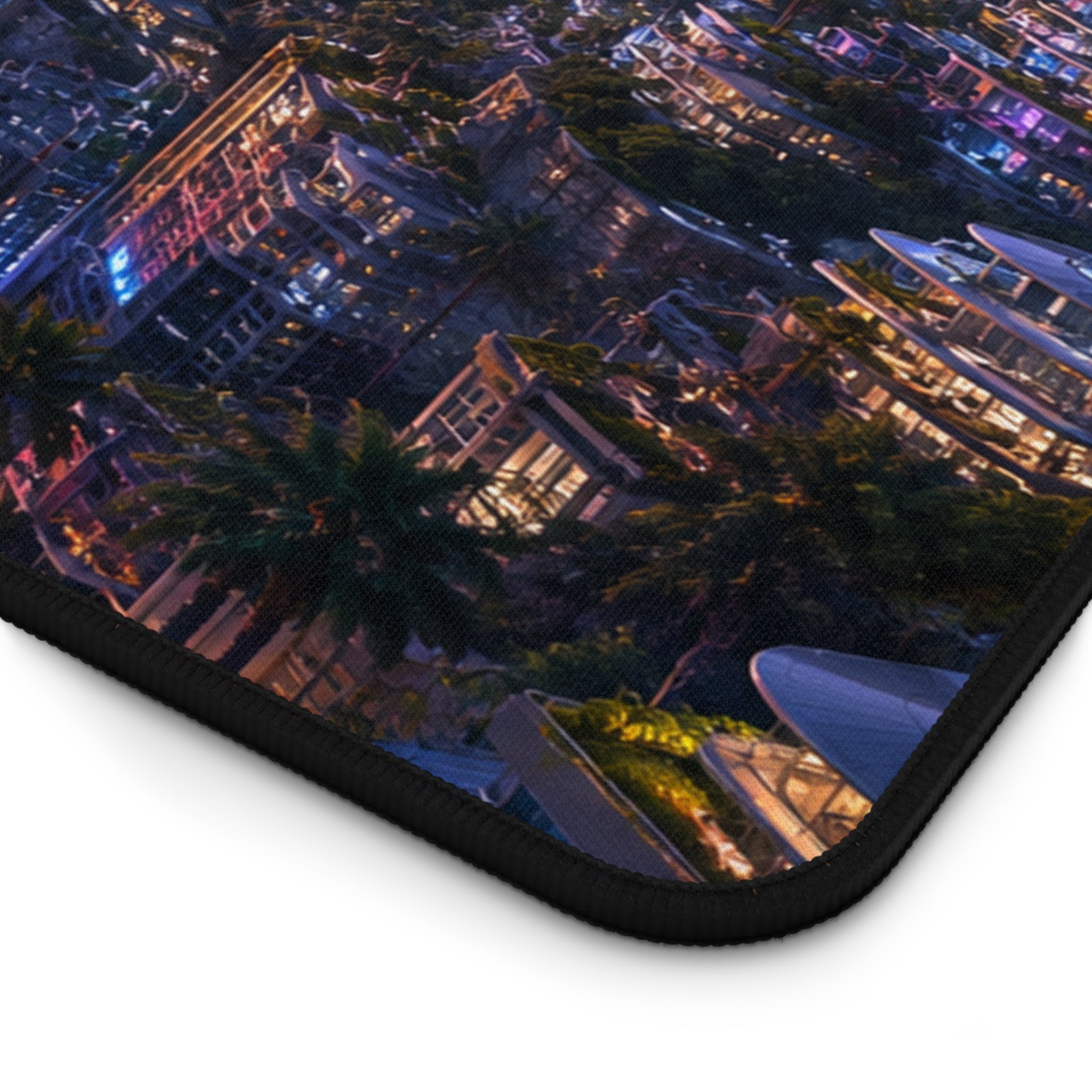 California Gaming Mouse Pad – Cyberpunk Coastal City Desk Mat