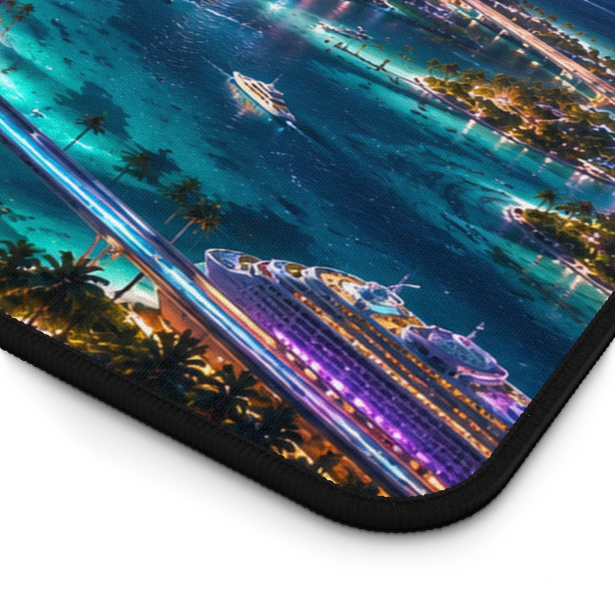 Florida Gaming Mouse Pad – Cyberpunk Coastal City Desk Mat